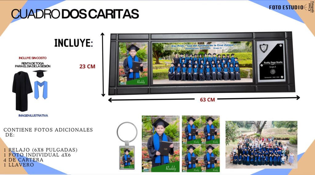 Cuadro Dos Caritas de graduación - Cruz Foto Estudio