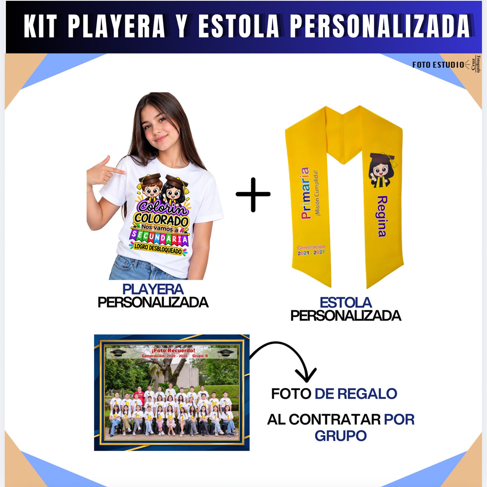 KIT ESTOLA PERSONALIZADA Y PLAYERA $350